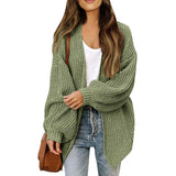 Women's Clothing 2025 Autumn And Winter Lantern Sleeve Sweater Women's Coat Coarse Wool Pocket Knitted Cardigan HZ0108
