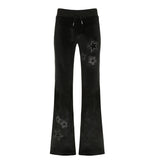 Street Wind Star Hot Luo Wen Waist Velvet Leisure Pants Low Waist Slim Slim Slim Thin Trousers HZ0108